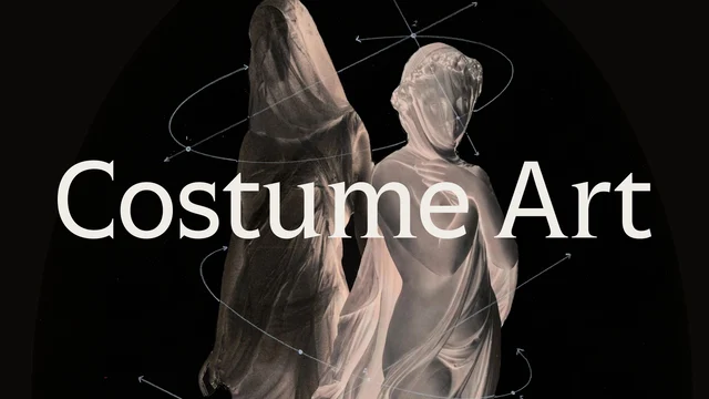Met Costume Art — exhibition identity with draped sculptural dress form