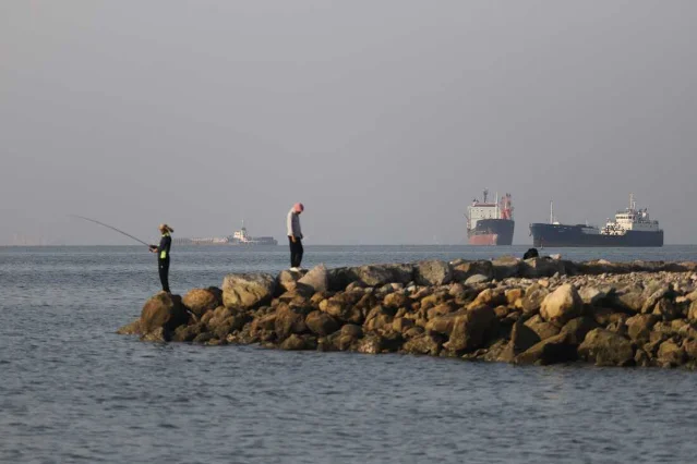 Fishing residents and cargo vessels at anchor off Bandar Abbas, Strait of Hormuz, June 8, 2026