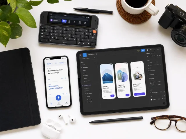 多种科技产品与 AI 工具的场景布置|AI 生成示意图