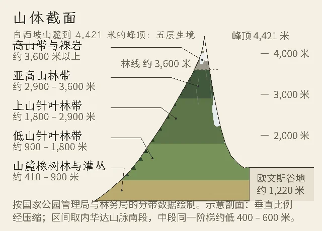 惠特尼山山体截面示意图