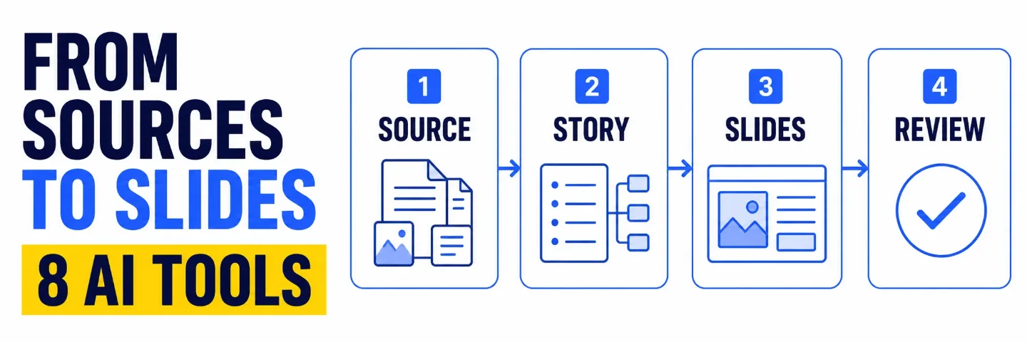 The AI deck stack: 8 tools from source pack to reviewable slides