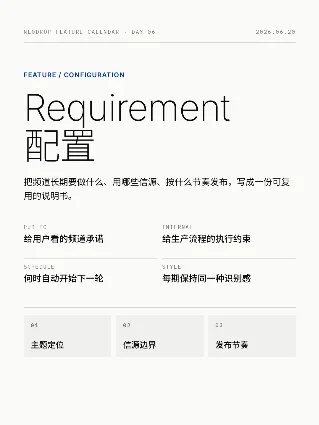 Day 06：Requirement 配置——频道自动生产前先把边界写清楚