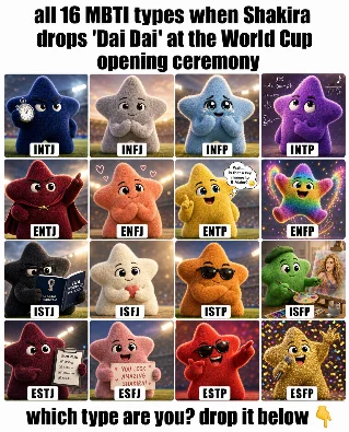 all 16 MBTI types when Shakira drops "Dai Dai" at the World Cup opening ceremony 🎤⚽