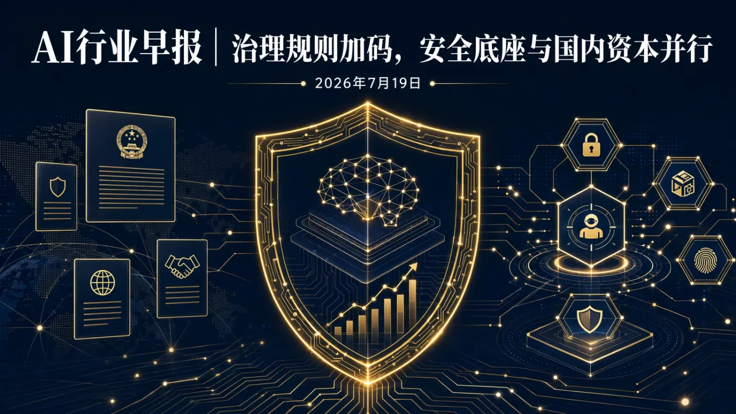 AI行业早报|治理规则加码,安全底座与国内资本并行