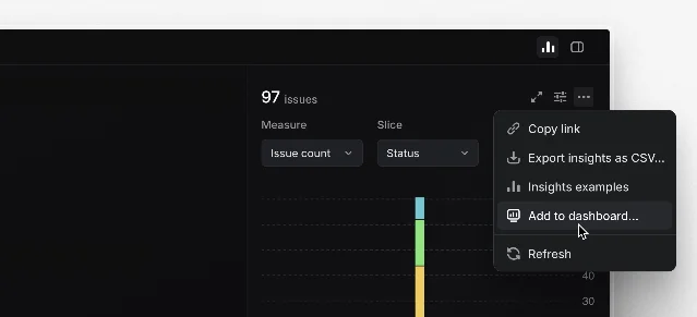 Linear Dashboard with multiple metric cards and a data table