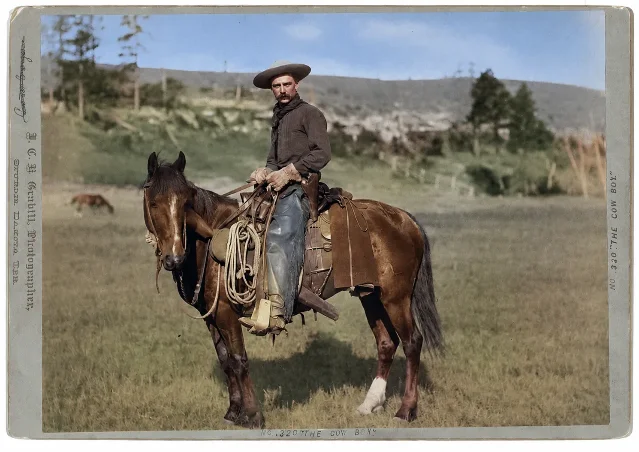 AI colorization of Grabill's Cow Boy