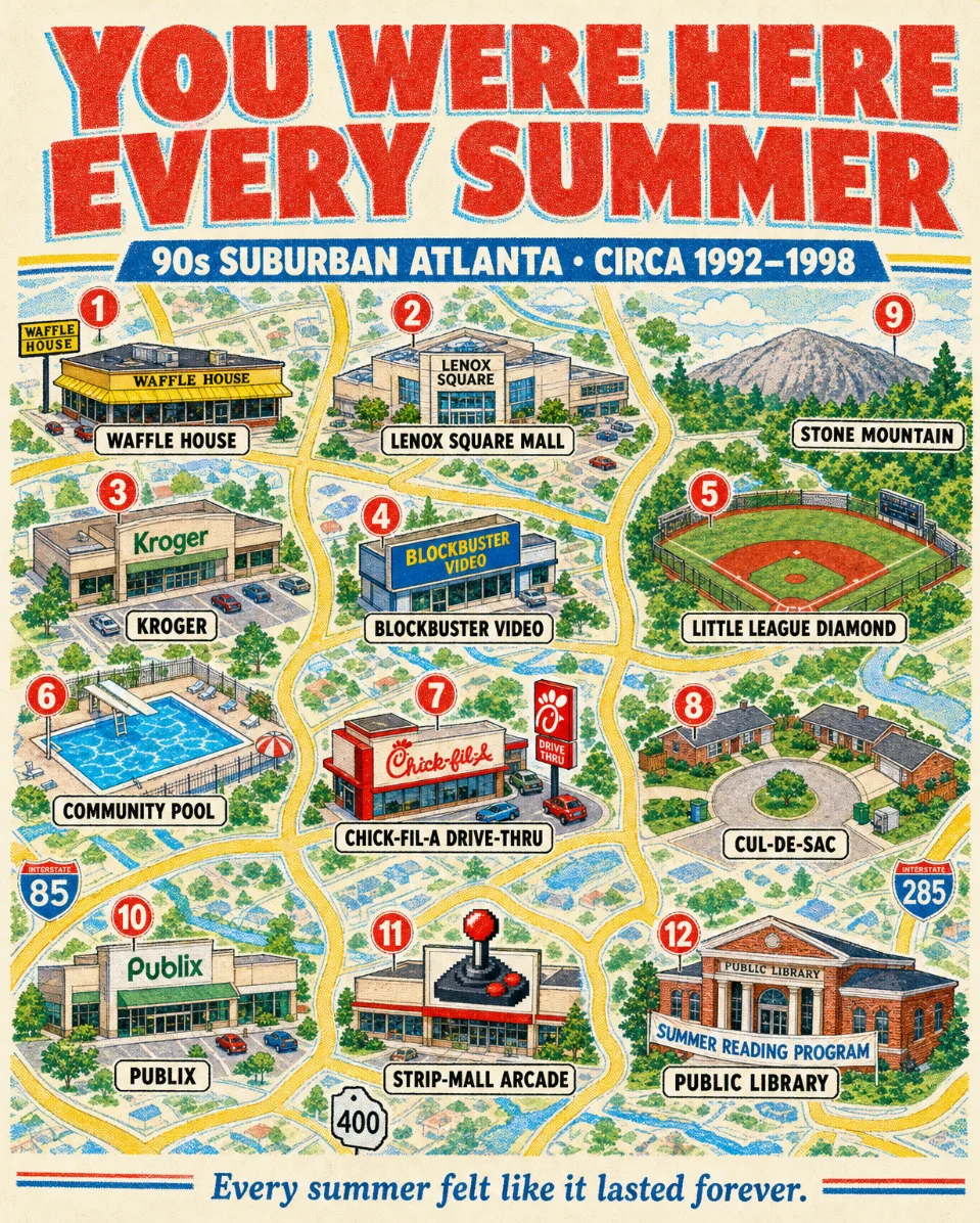 🗺️ You Were Here Every Summer (90s Suburban Atlanta Memory Atlas)