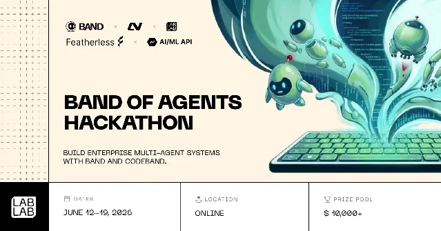 Band of Agents Hackathon — lablab.ai × Band.ai × Featherless AI × AI/ML API, June 12–19 2026, $10,000+ prize pool