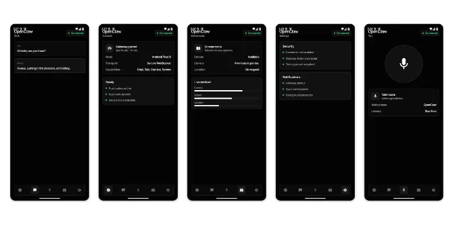 OpenClaw Android app screenshots