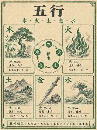 八字入门图解 · 第二期：五行、阴阳、四柱、藏干