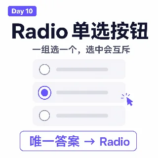 Day 10 · Radio 单选按钮：一组选一个，互斥才清楚
