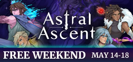 Astral Ascent 游戏主视觉:四位英雄在星空背景下