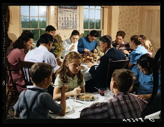 AI colorization of the Crouch family Thanksgiving