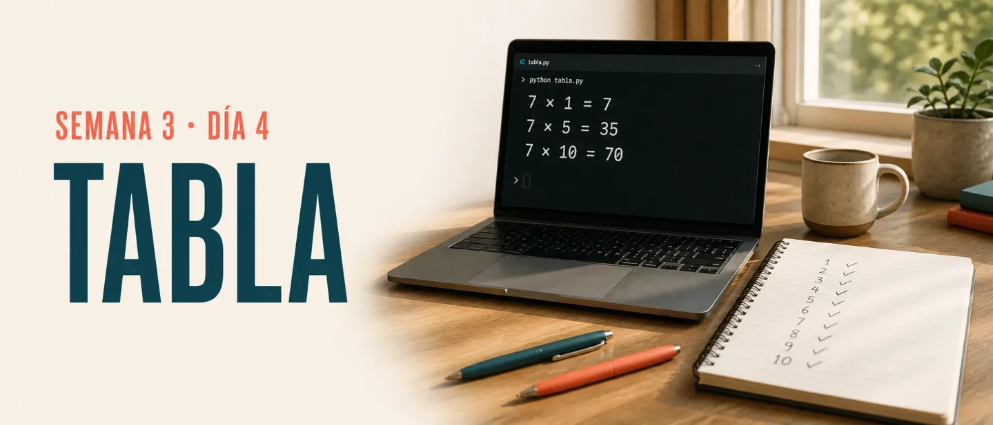 Semana 3 · Día 4: Tabla de multiplicar del 1 al 10 en Python