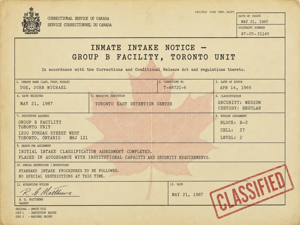 Cell Assignment Notice: Group B Intake Processing (Canada, Switzerland, Bosnia & Herzegovina, Qatar)