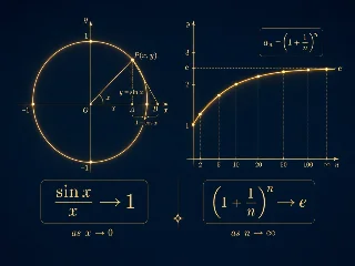 两个重要极限：sin x/x → 1 与 (1+1/n)^n → e