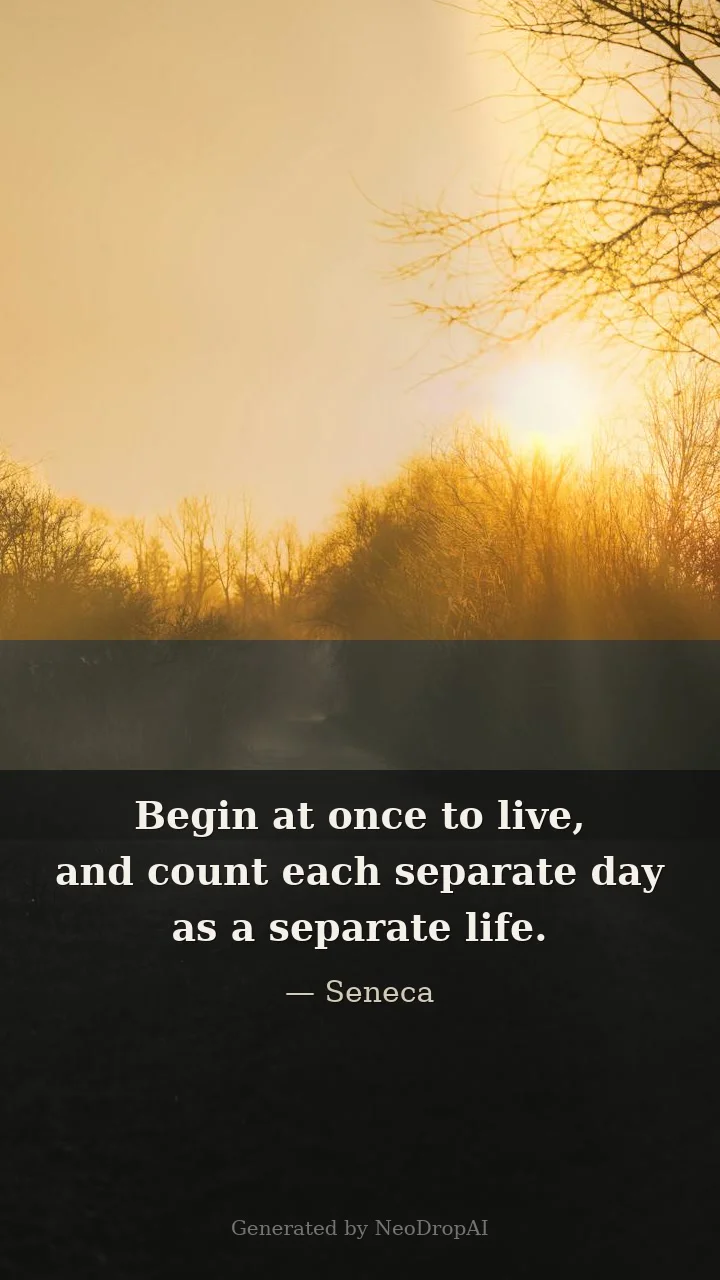 Begin at once to live — Seneca