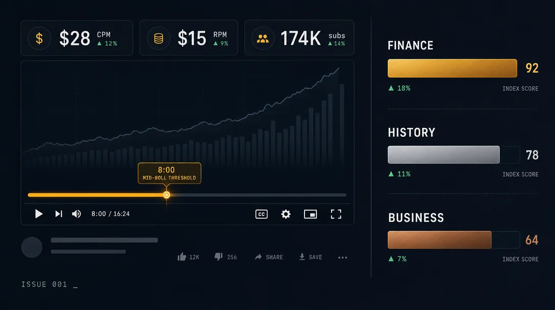 Three faceless channels printing in the American financial anxiety niche