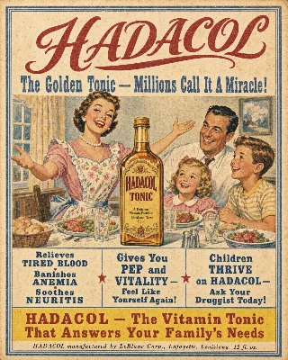 🍶 Hadacol promised it cured arthritis. It was 12% alcohol (1950s)