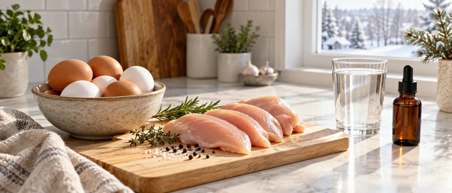 Biofortified chicken and eggs prevented winter vitamin D decline, yet a 1,000 IU supplement was needed to raise levels