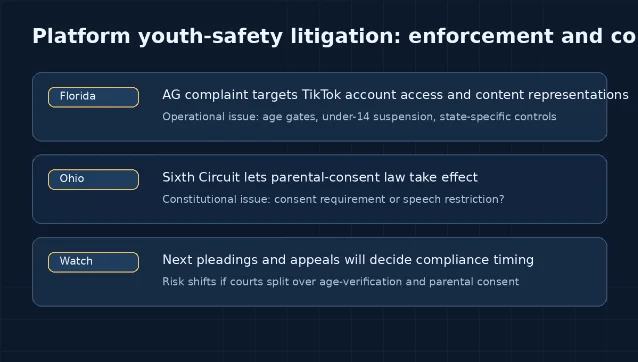 Platform youth-safety litigation map