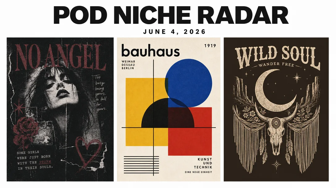 POD Niche Radar — Babydoll Aesthetic, Bauhaus/Brutalist Geometric, Boho Edge