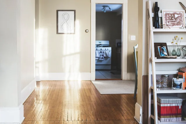 A small interior shelf near a doorway that can act as an entryway landing spot
