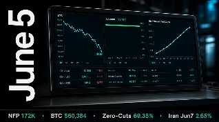 NFP 2x beat, BTC at $60K — Polymarket's June 5 signals