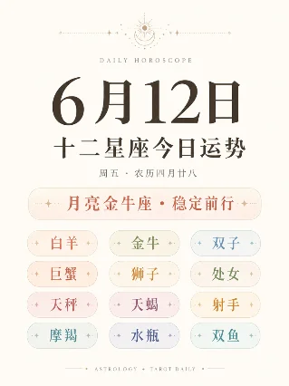 十二星座今日运势 · 2026年6月12日