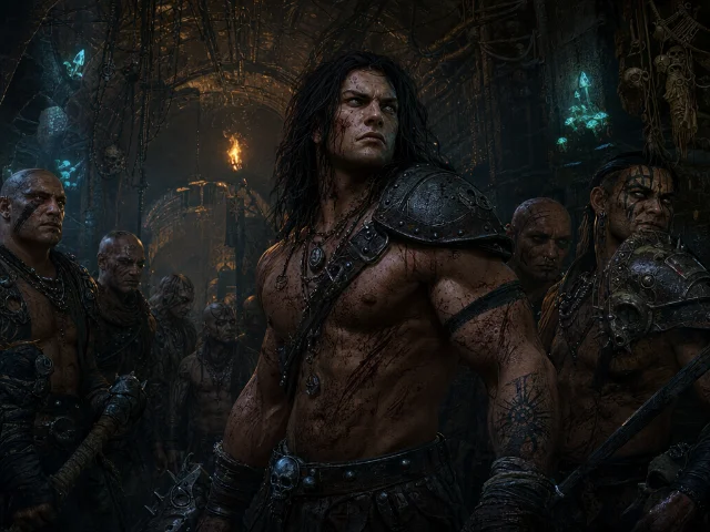 Horus in the tunnels of Cthonia, young ganger-turned-Primarch in the decayed underground hive world where he was discovered