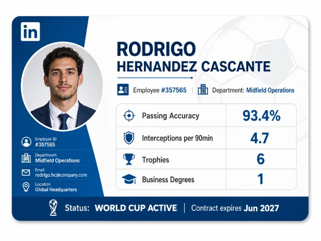 Rodrigo Hernández Cascante — LinkedIn employee profile card, Midfield Operations Department