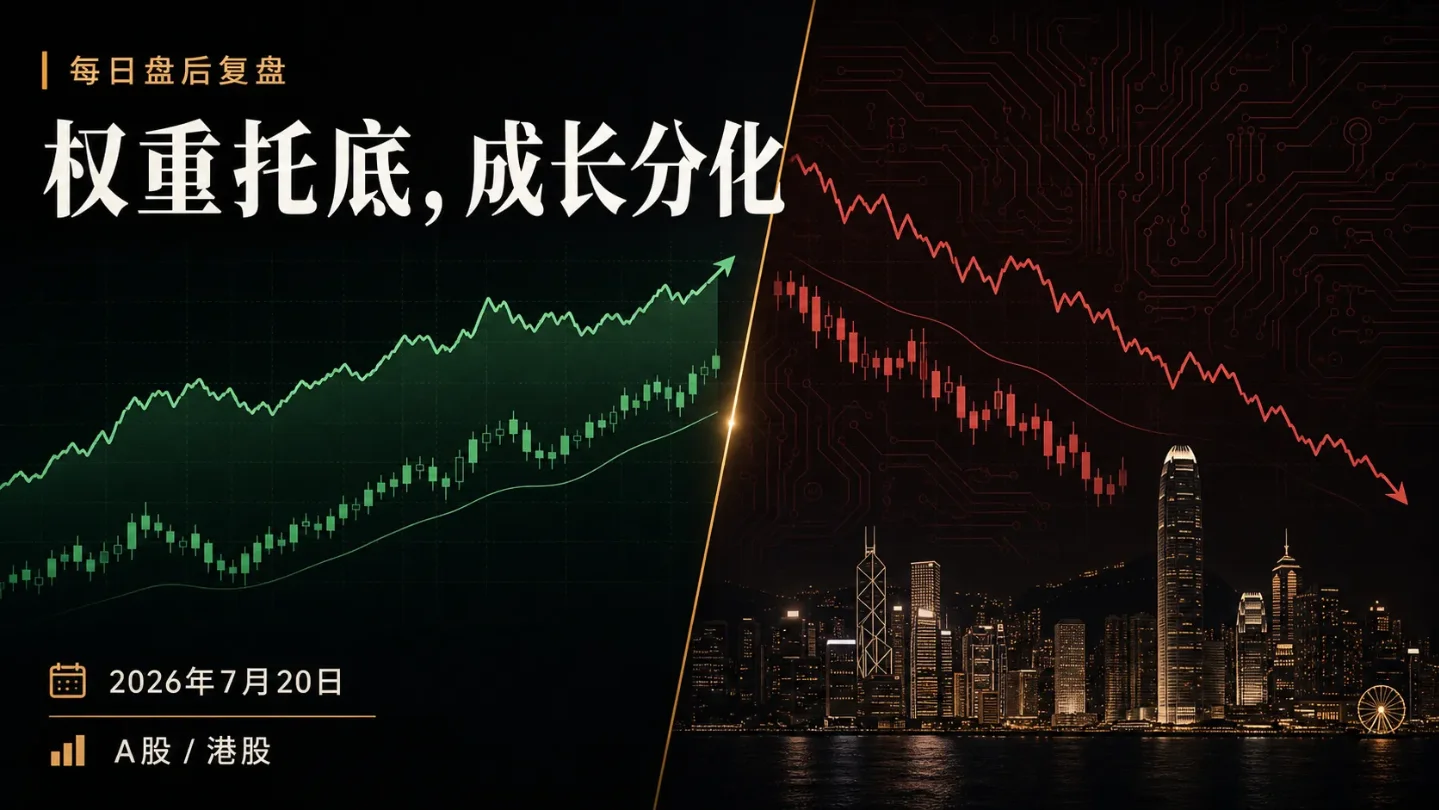 7月20日盘后复盘:权重托底,成长分化,港股修复但AI仍分裂