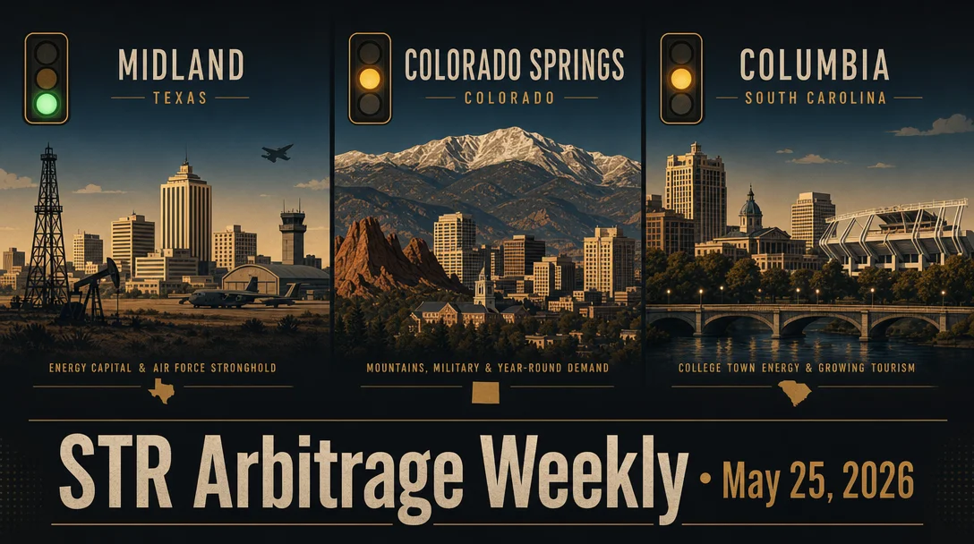 STR Arbitrage Weekly: Abilene, Colorado Springs, Columbia (May 25, 2026)