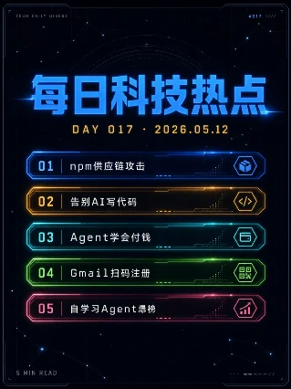 5条科技热门 Day 017 | npm中毒 · 手写代码回归 · Agent自主付钱
