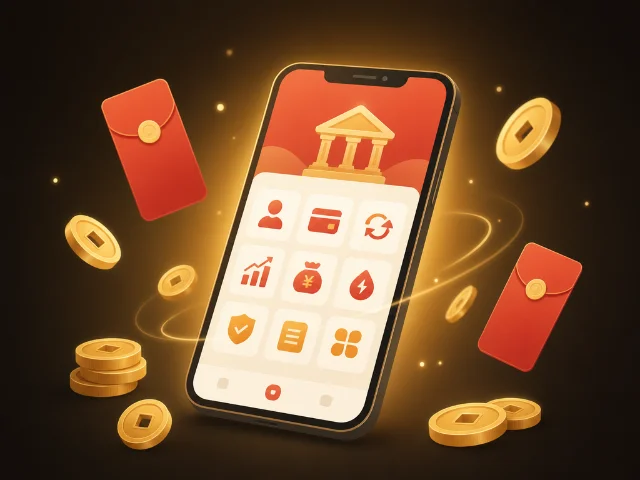 银行 APP 与金币组合示意图