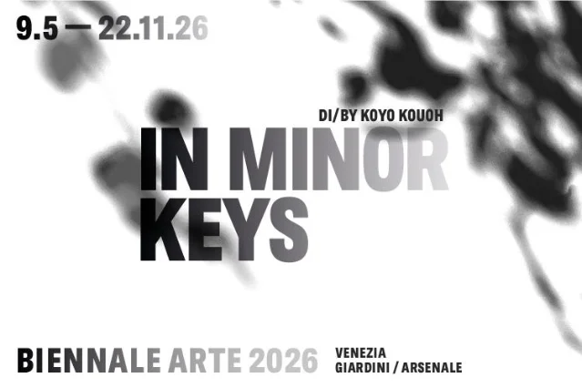 Official poster for the 61st Venice Biennale 'In Minor Keys', showing exhibition dates 9.5–22.11.2026