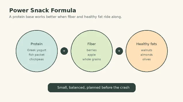Power Snack Formula: protein, fiber, and healthy fats