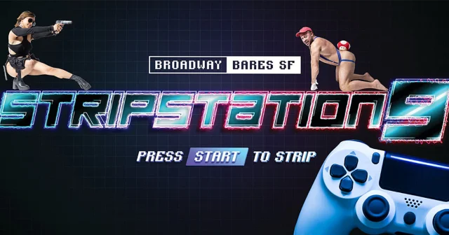 Broadway Bares SF performer in video game-inspired costume on stage