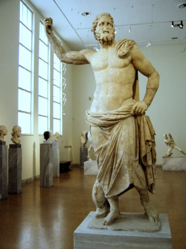 The Poseidon of Melos, c. 130–100 BCE, Parian marble, National Archaeological Museum Athens inv. 235, found on the same island as the Venus and dated to the same generation