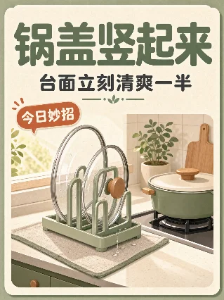 锅盖竖起来，台面立刻清爽一半