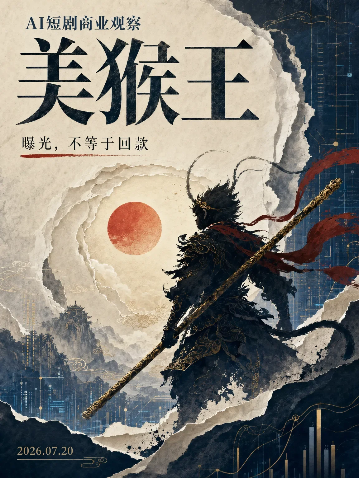 今日暂无新增爆款:美猴王的近2亿曝光,能否变成AI短剧的回款?