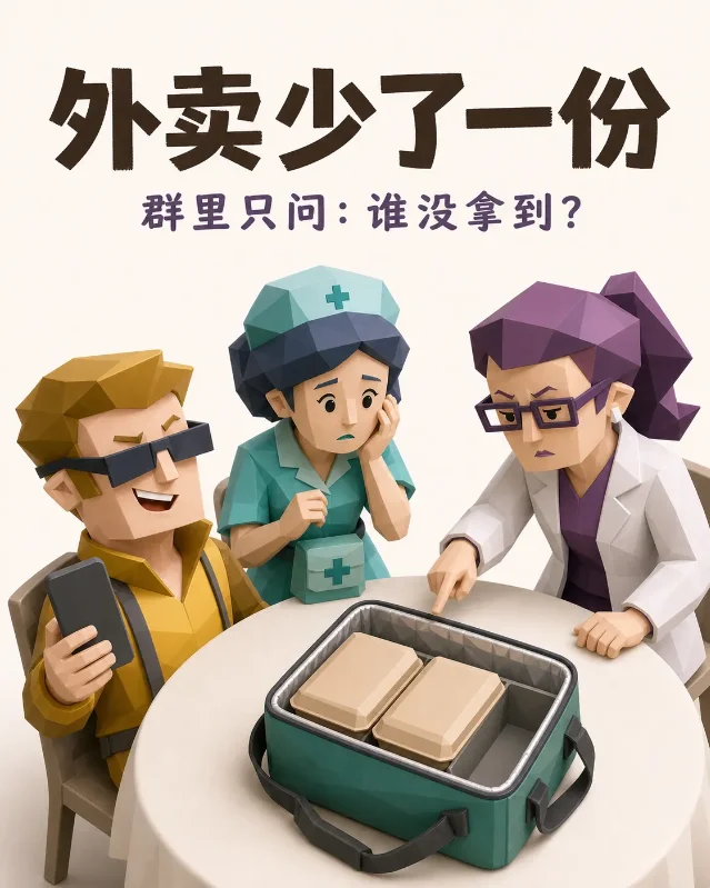 外卖少了一份，群里只问「谁没拿到？」
