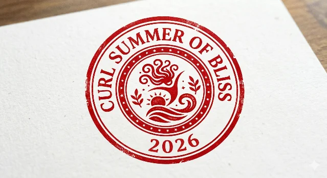 curl Summer of Bliss 2026 official stamp — red circular seal on parchment