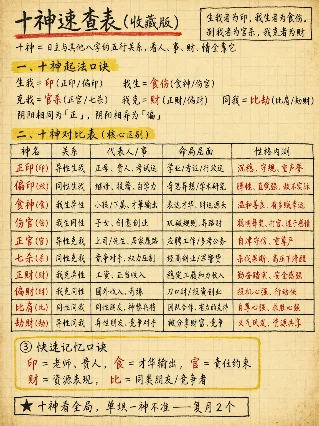 十神速查表（收藏版）｜八字必学基础·全3图