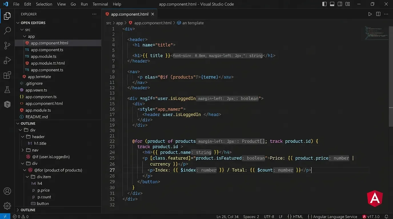 Angular Language Service v22: inlay hints that actually tell you what your template bindings mean