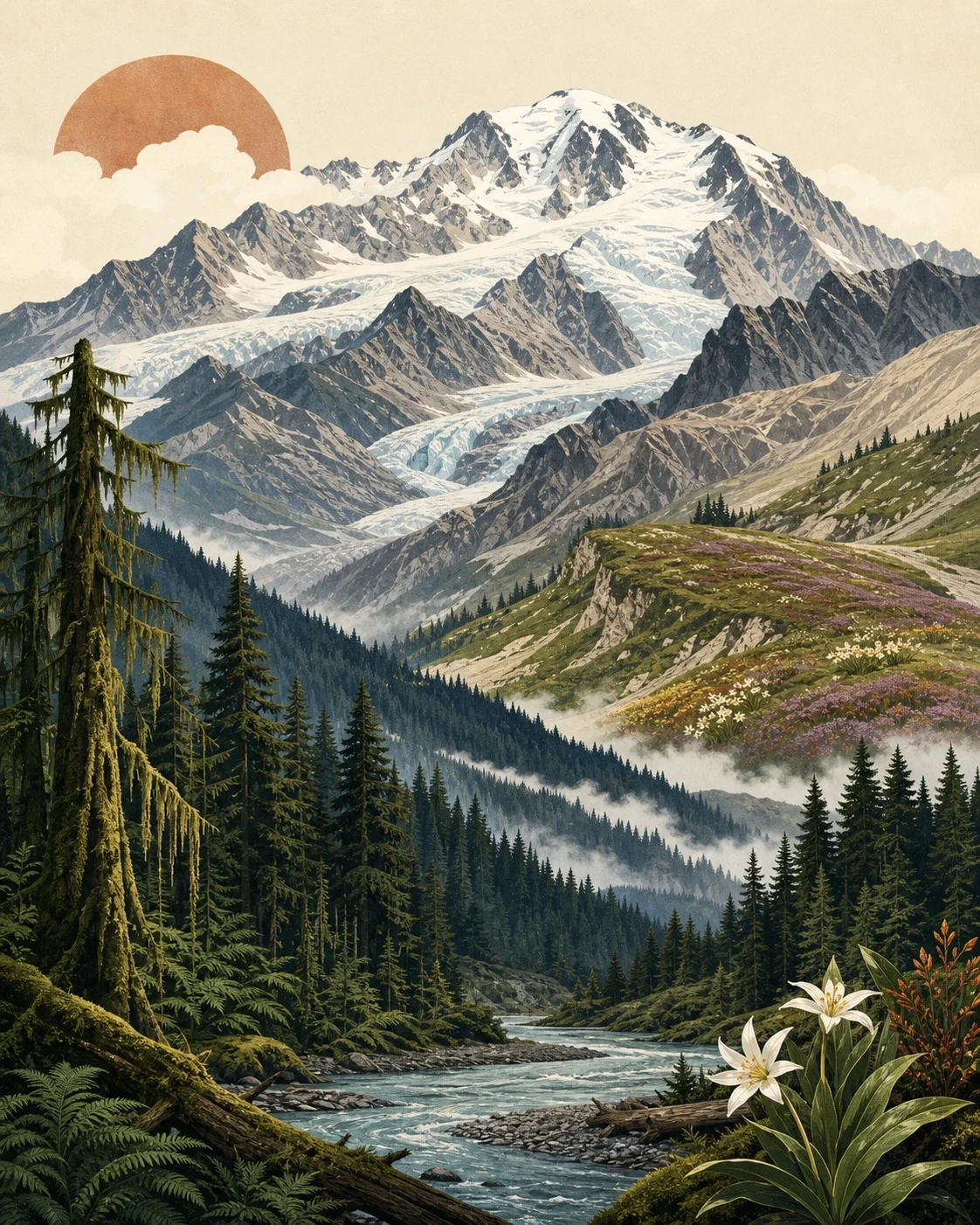 Olympic Mountains field guide: rain forest, Blue Glacier, and Mount Olympus