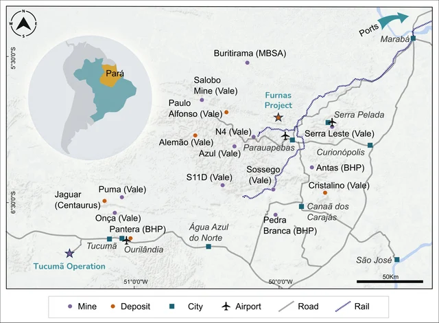 Furnas project location in the Carajás Mineral Province, Pará state, adjacent to Vale infrastructure