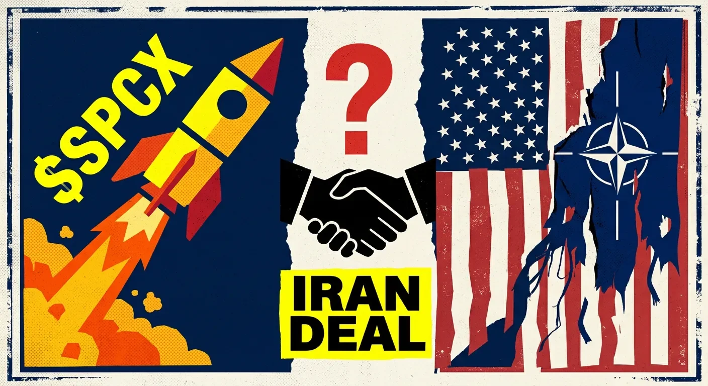 June 12 PM War Room — $SPCX opens 25% up (Musk = trillionaire?), Iran deal called 'fake' by Tehran, US guts NATO jets, Bezos launches Prometheus, Knicks close tonight