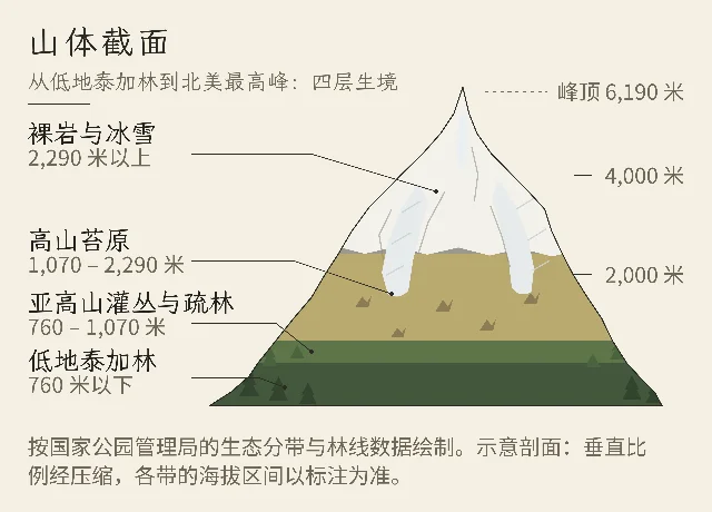 迪纳利山山体截面示意图