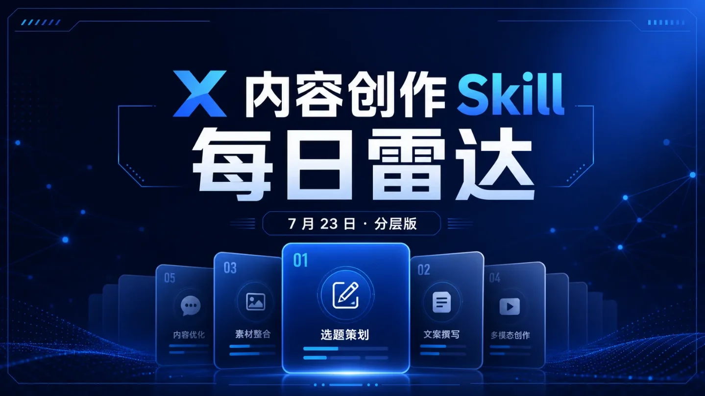 X 内容创作 Skill 每日雷达|7 月 23 日:A 层 3 个 + B 层 6 个新锐